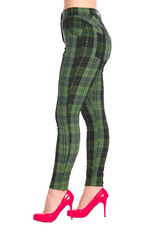 Banned Apparel - Power Green Trouser Trousers Yoga Stretchy