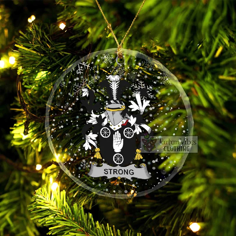 Strong Irish Clan Christmas Glass Ornament with Coat of Arms Chenille Brocade Lace