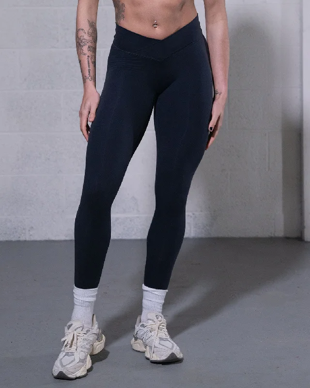 Allure V Front Leggings - Black Comfortable Wide-Band Leggings