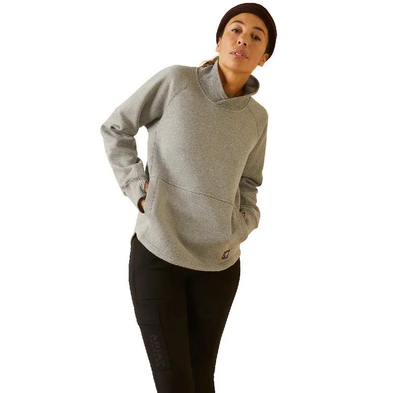 Ariat Ladies Rebar Workman Oversized Funnel Heather Grey Pullover 10046379 Bell Sleeve Stylish Ariat Ladies Rebar Workman Oversized Funnel Heather Grey Pullover 10046379 Bell Sleeve Stylish