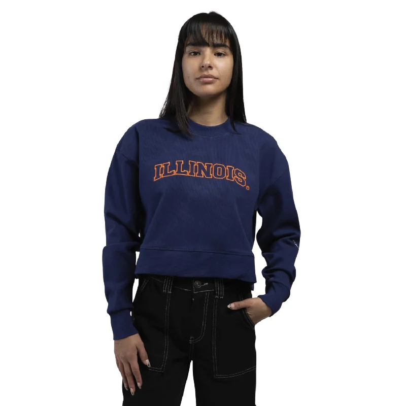Illinois Fighting Illini Hype & Vice Boyfriend Sweatshirt Hoodie with Ribbed Cuffs Snug Fit Comfort