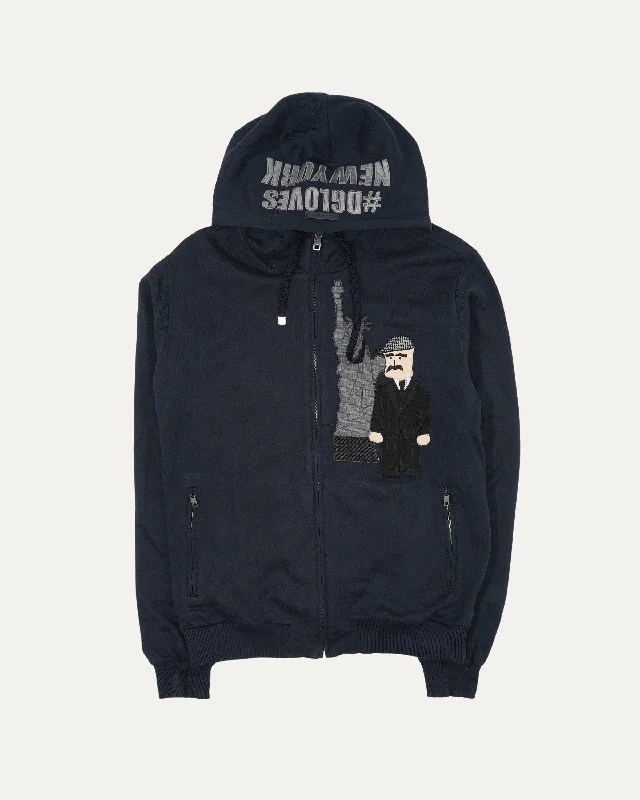 New York Zip Up Hoodie Hoodie with Snap Buttons Easy Quick