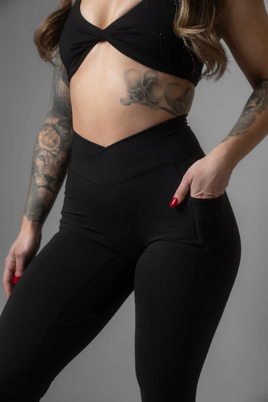 ORIGINAL Effortless Vortex Pocket Leggings - Black Stylish Stretch Pants Leggings