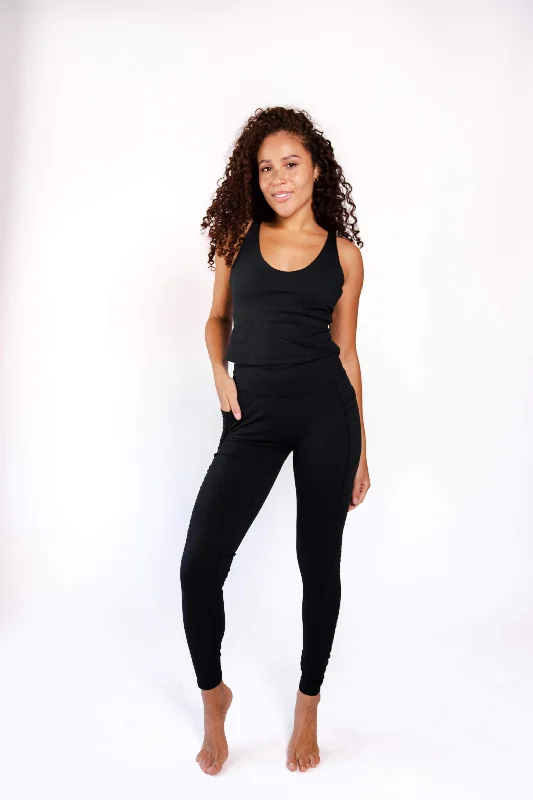 Non Stop Legging in Jet Black Stylish Stretch-Waist Leggings