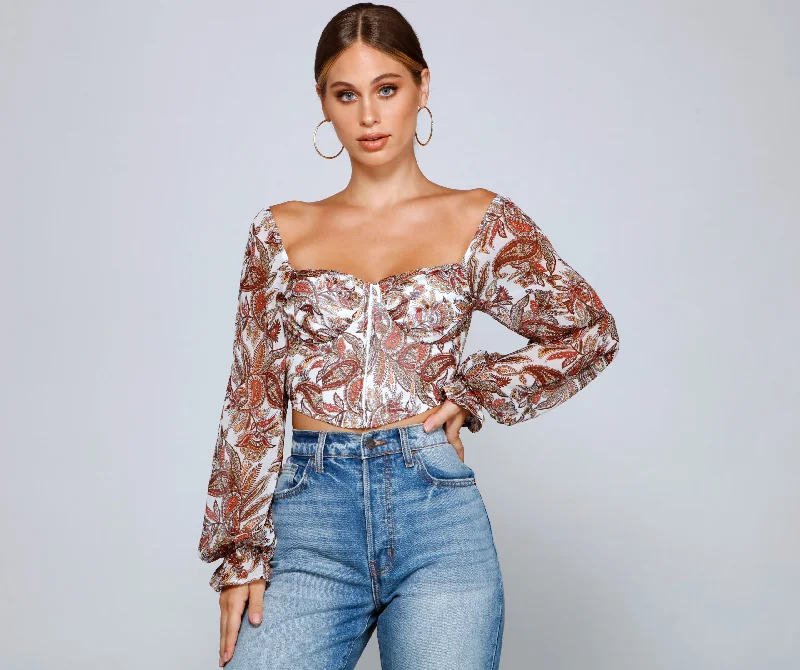 Lookin' Fresh In Floral Chiffon Crop Top Anti-Shrink Durable Soft