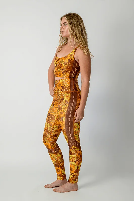 Flower Power Printed Yoga Leggings Fashionable High-Rise Workout Leggings