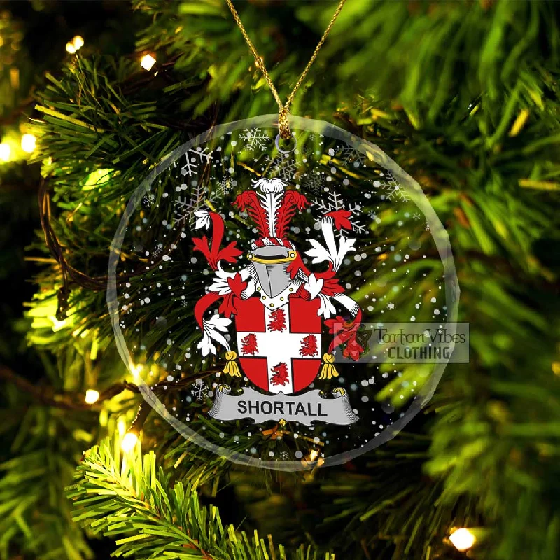 Shortall Irish Clan Christmas Glass Ornament with Coat of Arms Quilted Jacket Anorak Windbreaker