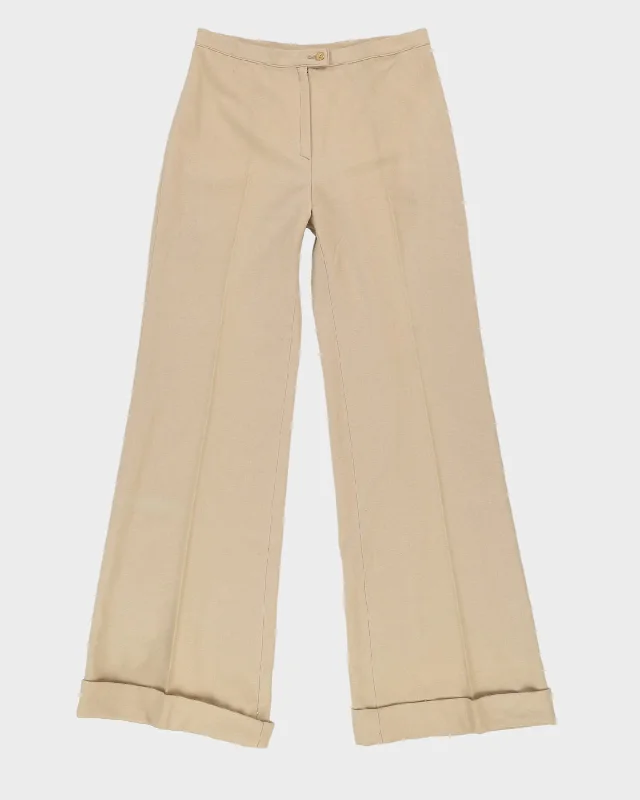 Vintage 1970s Beige Flared Trousers - W28 L33 Trousers Striped Patterned