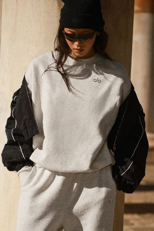 Accolade Crew Neck Pullover - White Heather Wrist Length Sleeve