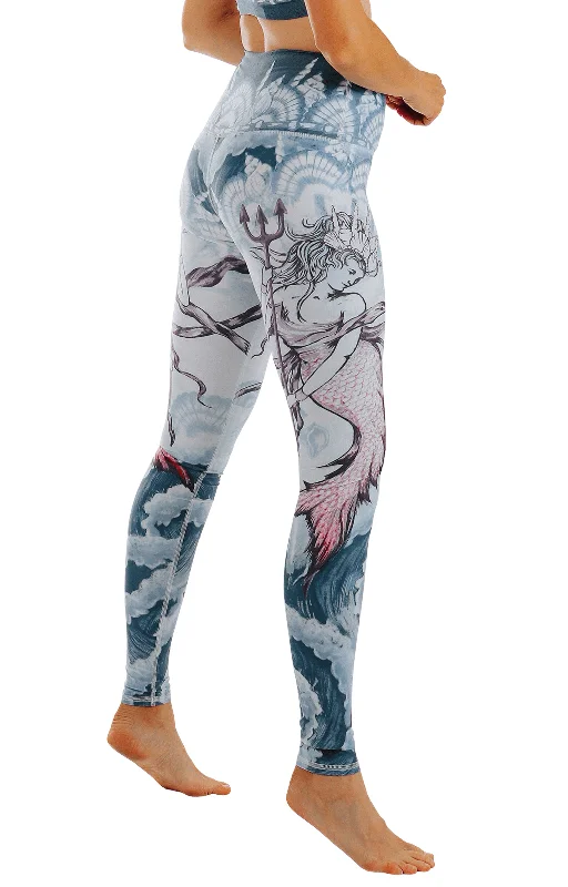 Sea Goddess Printed Yoga Leggings Elegant Printed Leggings with Pockets