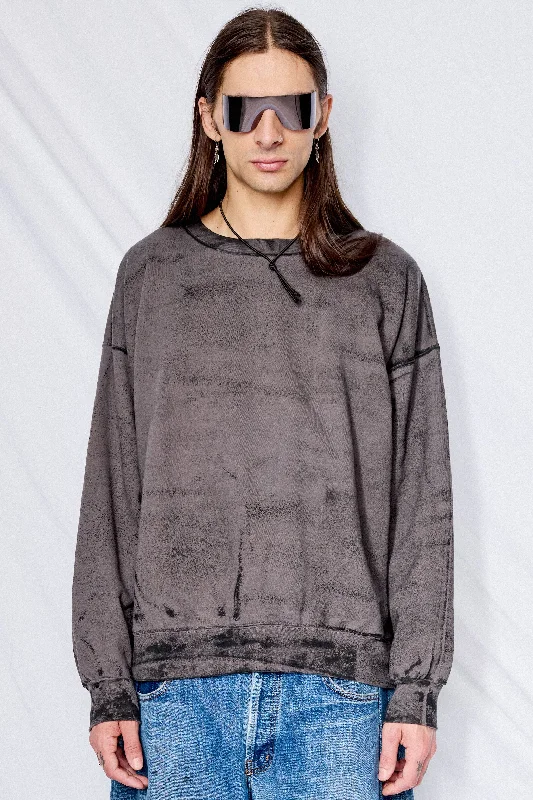 Smoke Grey/Black Roller Sweatshirt Hoodie with Zipper Placket Modern Functional