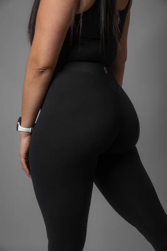 Tall 28" ORIGINAL Effortless Classic Leggings - Black Trendy Adjustable Waist Leggings