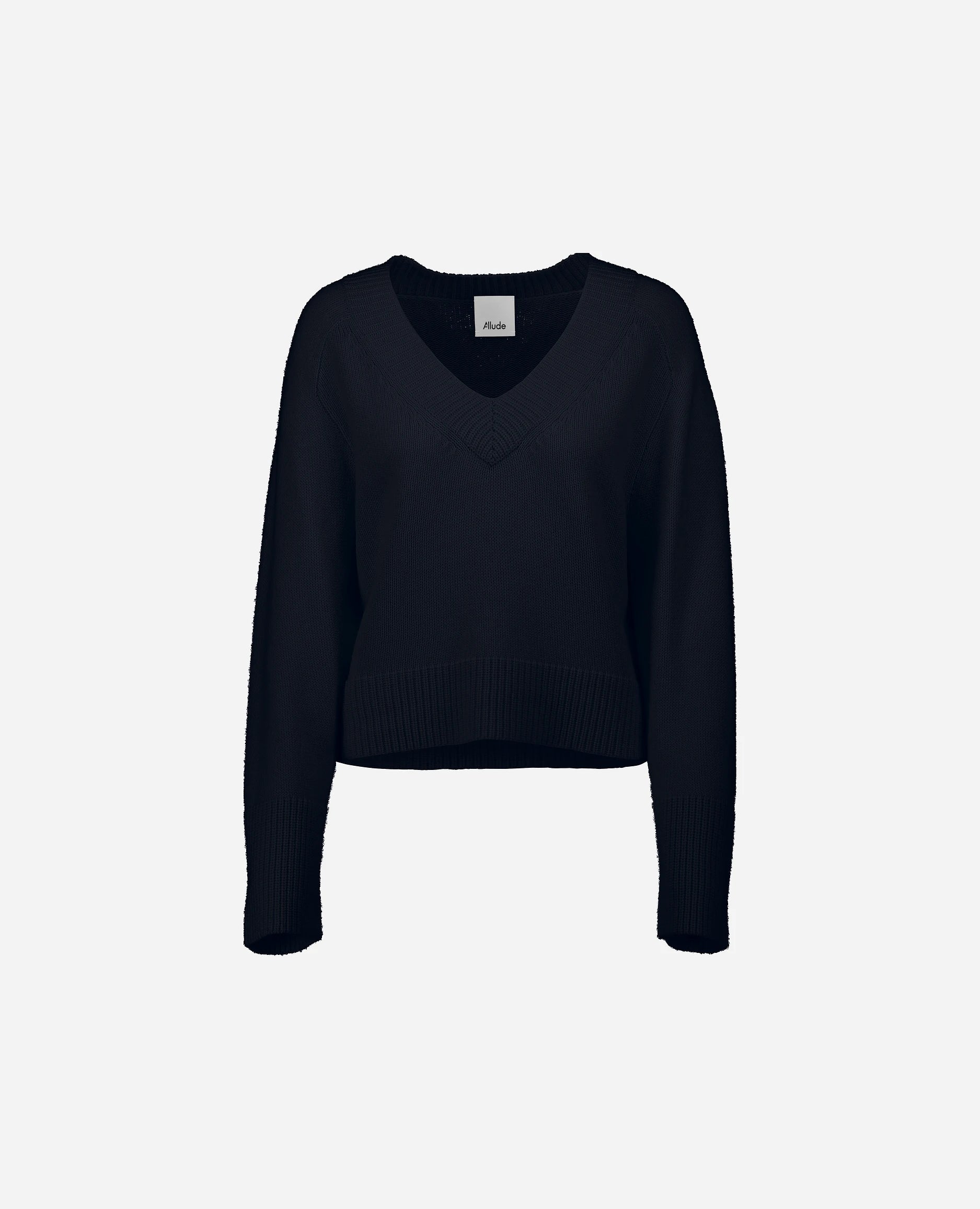 Woll-Mischung Pullover in Navy - Kastiger Schnitt Chunky Knit Pullover