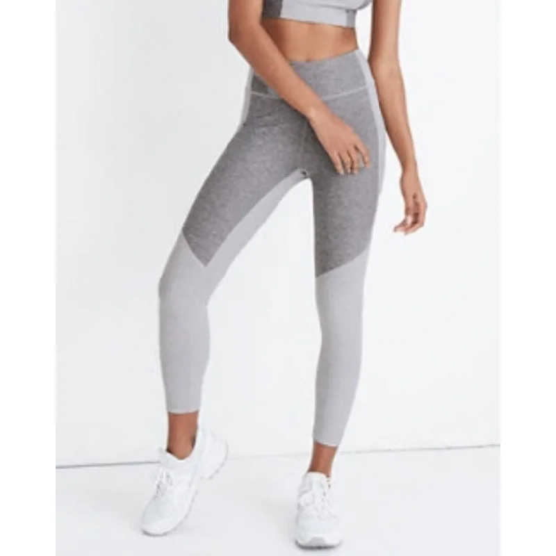 OUTDOOR VOICES 3/4 Warmup Workout Leggings XS Two Tone Dove White Ash Grey Comfortable Stretch Leggings