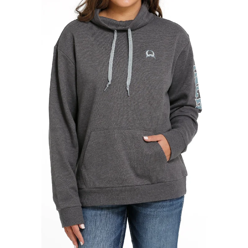 Cinch Ladies Heather Grey Hooded Pullover MAK7904001 Over Sleeve Pullover