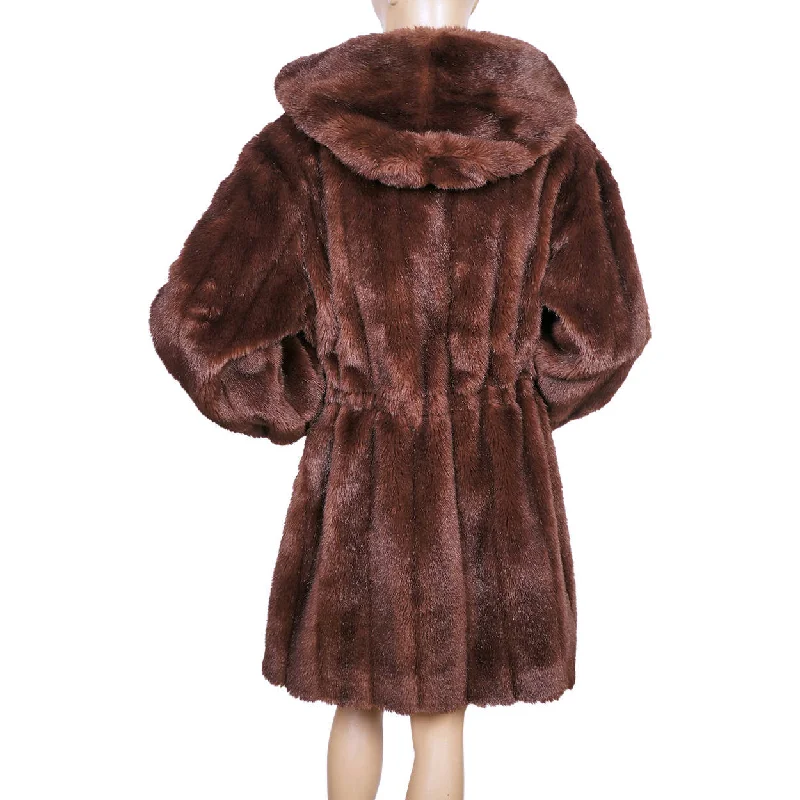 Vintage Faux Fur Coat Michel Alexis Paris 1980s Design Ladies Size M L Blazer Duffle Coat Pea Coat