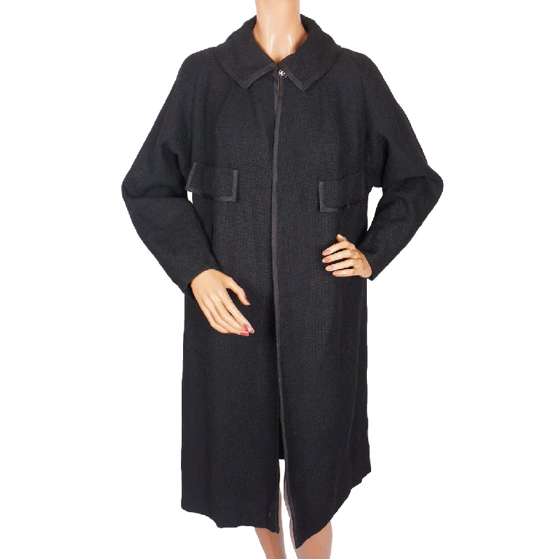 Vintage 60s Coat Zelinka Matlick Tailored Woman New York Ladies Size L Buttoned Zippered Snapped