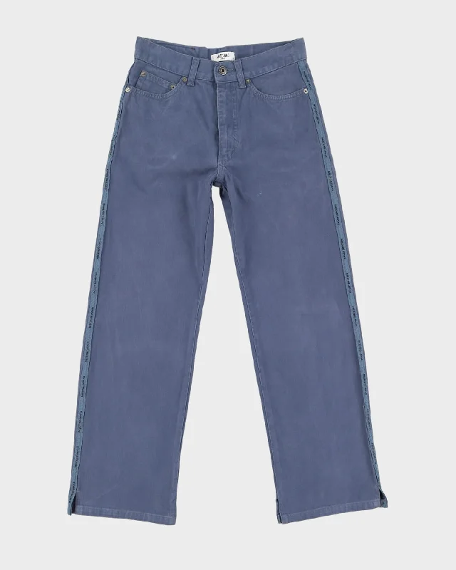 Moschino Blue Logo Sides Trousers - W26 L27 Trousers Plaid Checkered