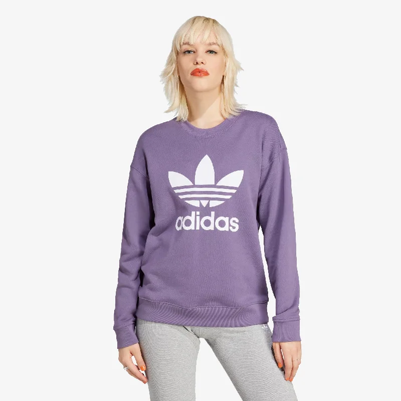 Adidas Originals | WMN'S TREFOIL CREW SWEATSHIRT  { SHADOW VIOLET Hoodie with V-Neck Classic Versatile