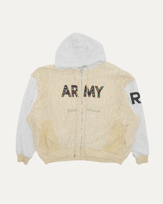 Army Rhinestone Hoodie Hoodie with Slim Fit Tailored Modern