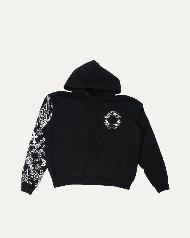Stencil Sleeve Hoodie Hoodie with Hem Detail Decorative Unique