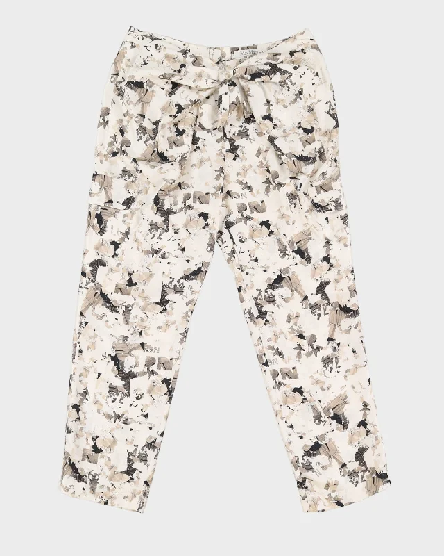 Max Mara Silk Patterned Cargo Trousers - M Trousers sophisticated sleek