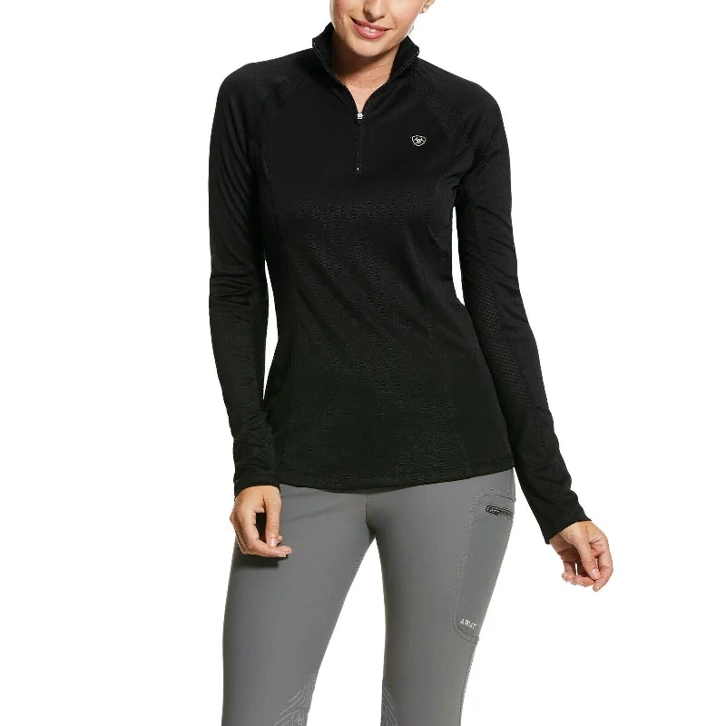 Ariat® Ladies Sunstopper 2.0 Black 1/4-Zip Pullover Baselayer 10030429 Alpaca Blend Soft