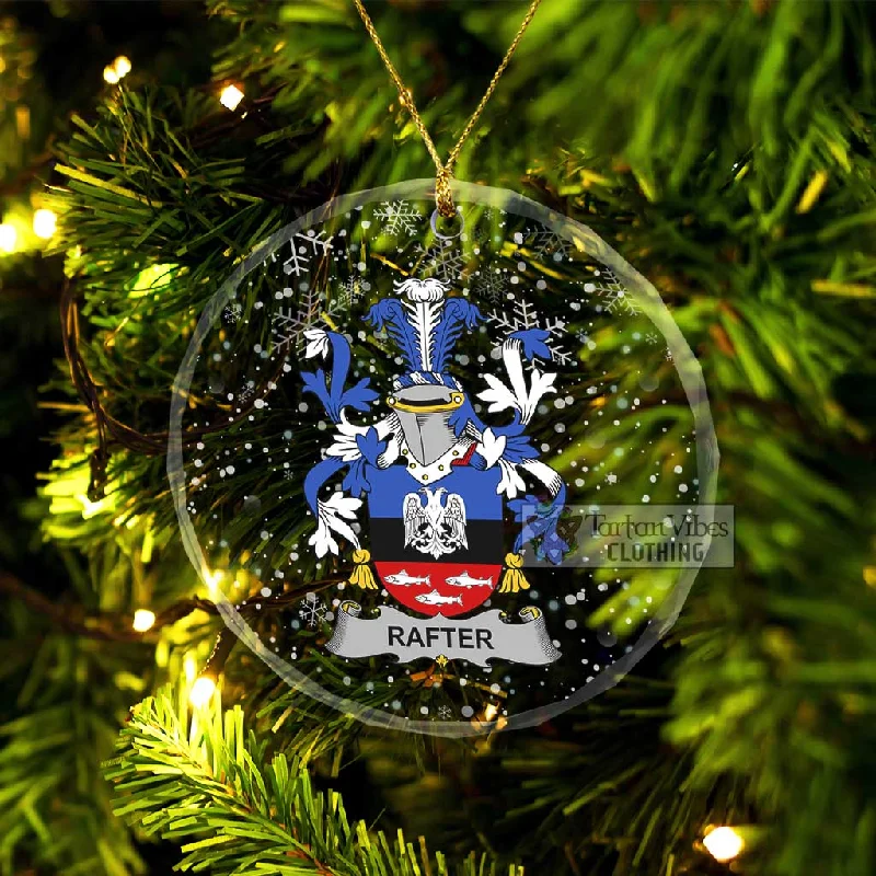Rafter Irish Clan Christmas Glass Ornament with Coat of Arms Square Neck One-Shoulder Off-the-Shoulder