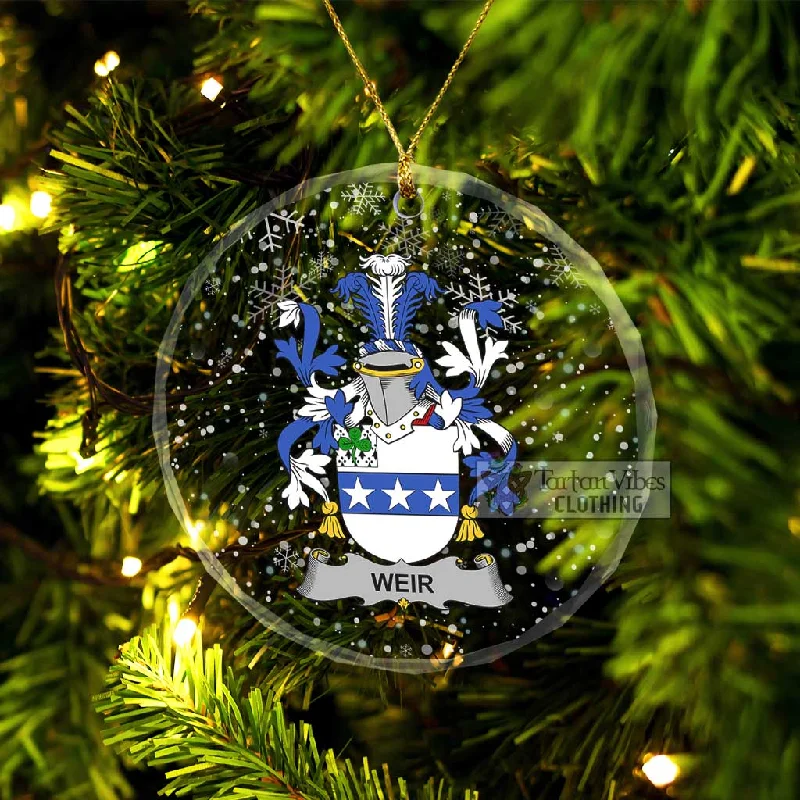 Weir Irish Clan Christmas Glass Ornament with Coat of Arms Faux Fur Real Fur Shearling