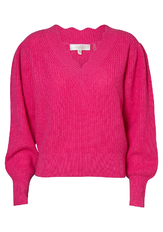 Celestina V Neck Pullover Pink Bateau Neck Pullover