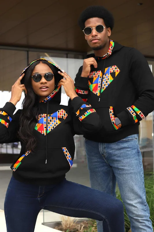 EMRI African Print Unisex Pullover Hoodie Sweatshirt V-Neck Stylish Pullover