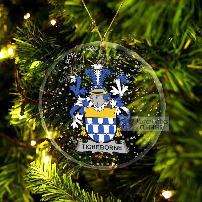 Ticheborne Irish Clan Christmas Glass Ornament with Coat of Arms Houndstooth Jacket Shearling Jacket Fleece Jacket