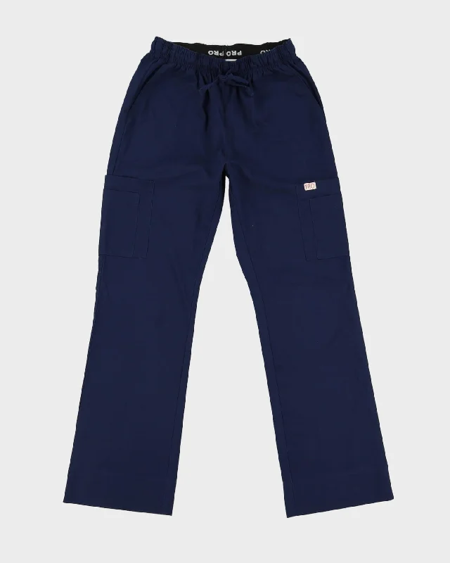 Navy Elasticated Waist Block Colour Trousers - S W26 Trousers Harem Relaxed Fit