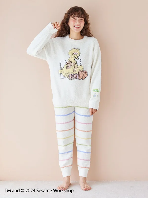 【SESAME STREET】Motif Jacquard Pullover & Long Pants Set Ruffled Neck Pullover