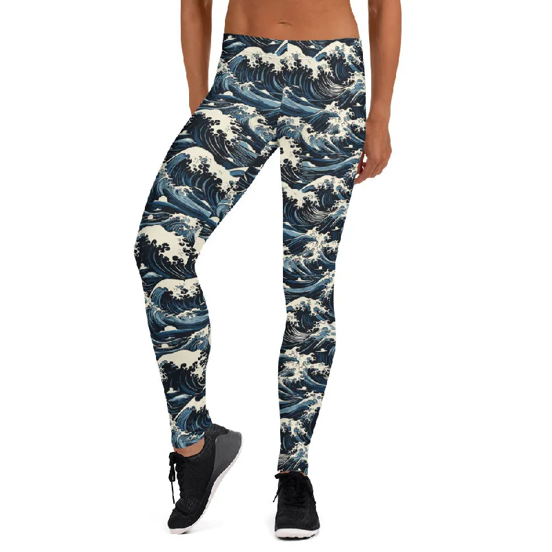 Great Waves Leggings Trendy Spandex Leggings