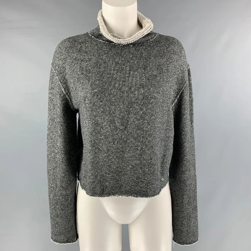 RAG & BONE Size XS Grey Heather Cotton Mock Turtleneck Pullover - Womens Cold Shoulder Design RAG & BONE Size XS Grey Heather Cotton Mock Turtleneck Pullover - Womens Cold Shoulder Design