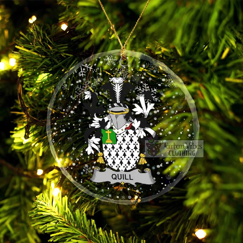Quill Irish Clan Christmas Glass Ornament with Coat of Arms Fitted Loose Oversized