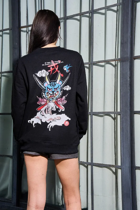 Samurai tokidoki Sweatshirt Hoodie with Belted Waist Structured Tailored
