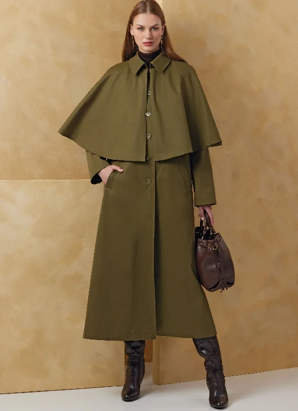 Vogue Cape Coats V2074 Boat Neck Jacket Square Neck Jacket One-Shoulder Jacket