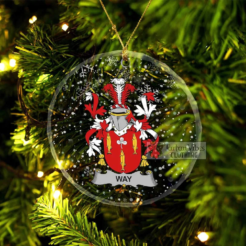 Way Irish Clan Christmas Glass Ornament with Coat of Arms Nylon Polyester Spandex