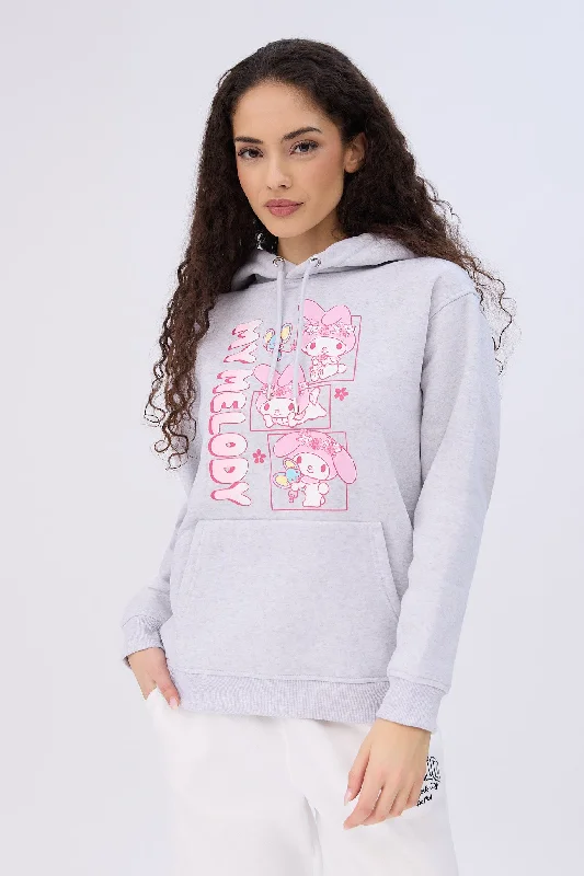 My Melody Graphic Hoodie Hoodie with Color Block Contrast Stylish