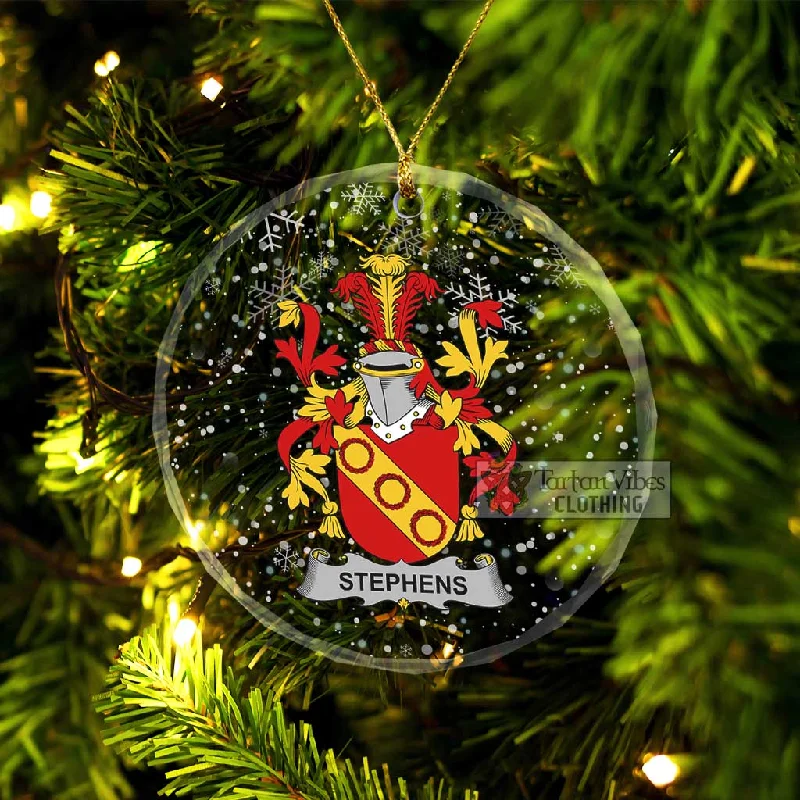 Stephens Irish Clan Christmas Glass Ornament with Coat of Arms Buttoned Zippered Snapped