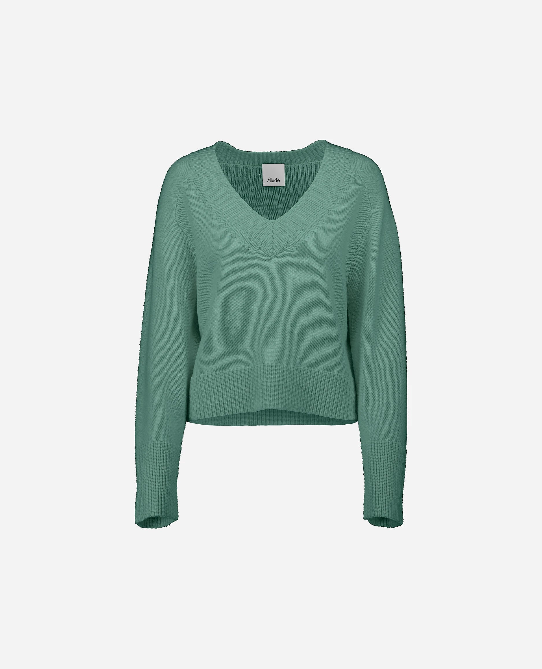 Woll-Mischung Pullover in Grün - Kastiger Schnitt Turtleneck Warm Pullover