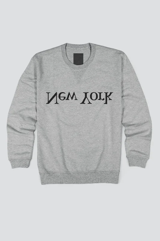 Grey New York Logo Sweatshirt Hoodie with Typography Text Message