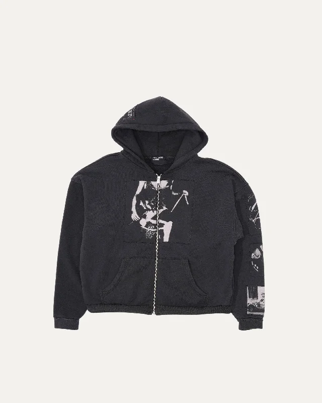 Asphyxiation Assemblage Zip Hoodie Hoodie with Batwing Sleeves Loose Dramatic