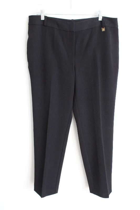 Anne Klein Black Trouser Pant | 12 Trousers Tapered Slim Fit