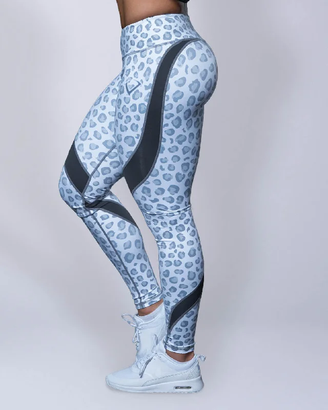 White Leopard Leggings Elegant Satin Finish Leggings