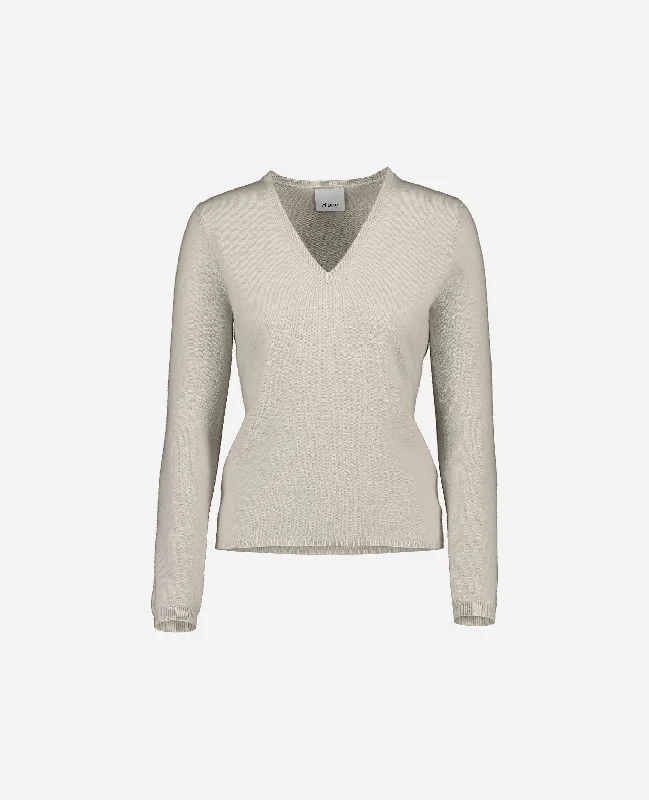 V-Pullover aus Cashmere in Beige Slouchy Comfort Pullover