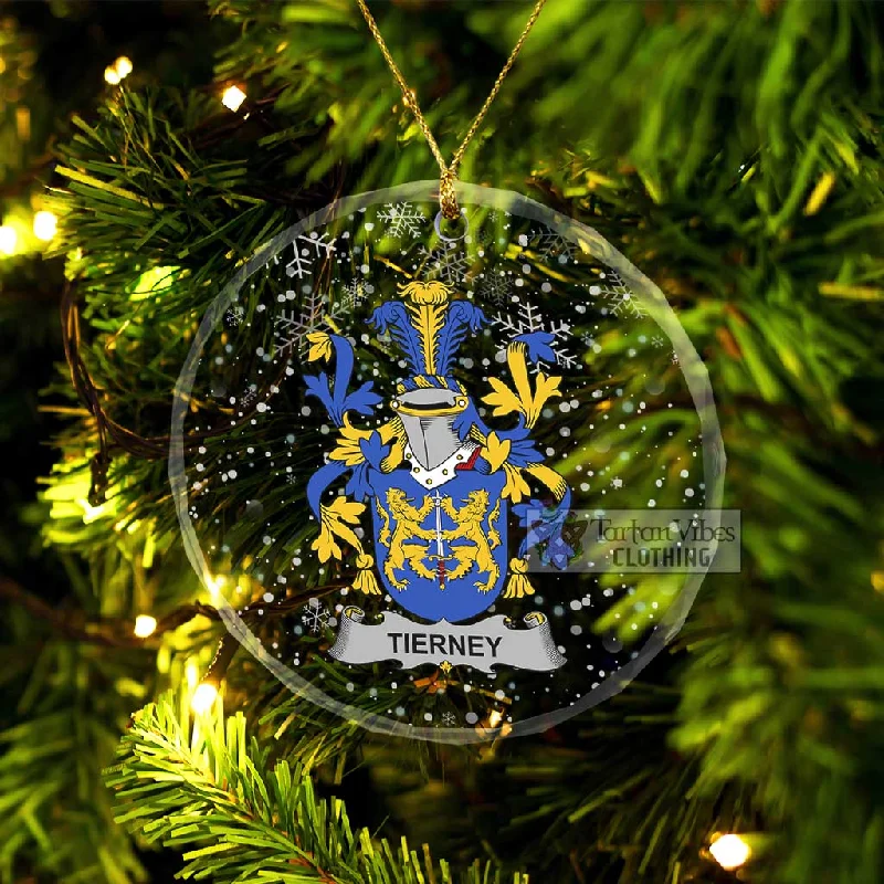 Tierney or O_Tierney Irish Clan Christmas Glass Ornament with Coat of Arms Raincoat Turtleneck Coat Wrap Coat