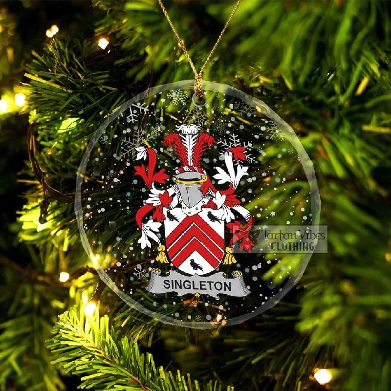 Singleton Irish Clan Christmas Glass Ornament with Coat of Arms Blazer Duffle Coat Pea Coat